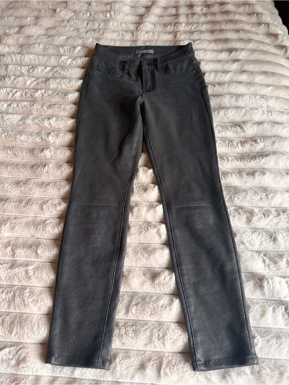 7 For All Mankind Black Faux Leather Skinny Pants